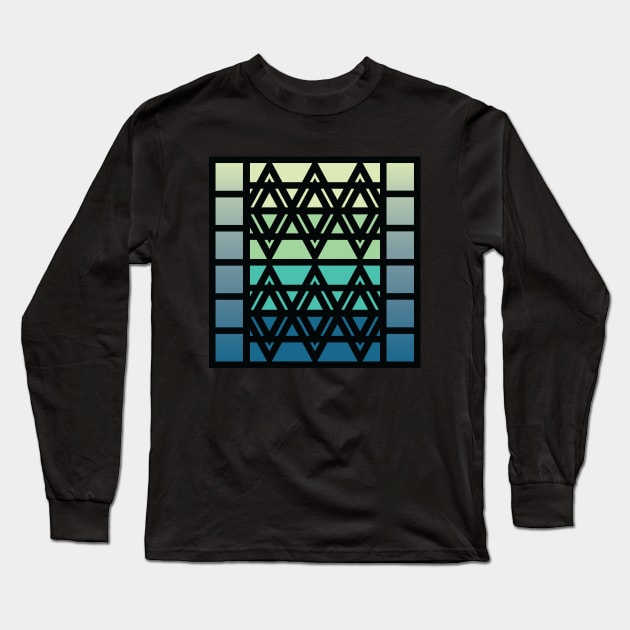 “Dimensional Crystal” - V.3 Blue/Green - (Geometric Art) (Dimensions) - Doc Labs Long Sleeve T-Shirt by Doc Labs
